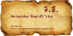 Holecska Boglárka névjegykártya